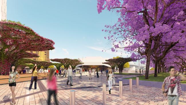 An artist impression of Festival Plaza from King William Rd. Picture: ARM Architecture