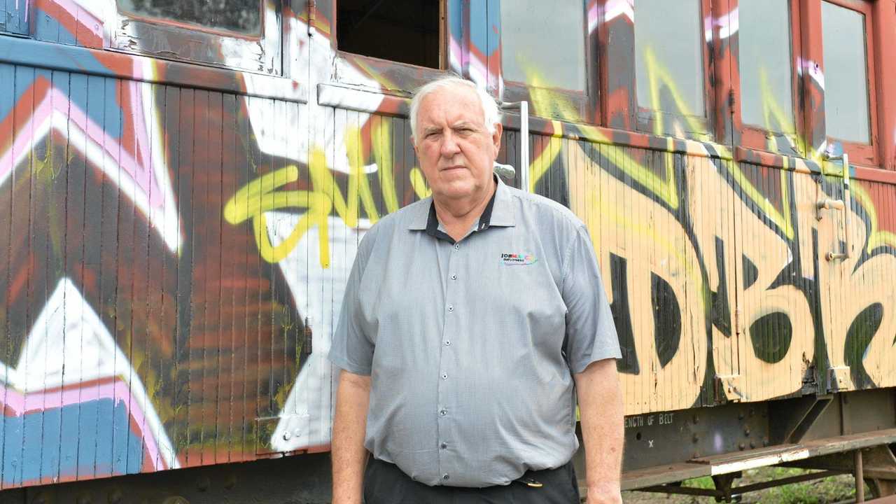 Garry Davison is frustrated by the vandalism which destroyed hundreds of hours of work on the restoration of the Mary Valley Rattler. Picture: Tom Daunt