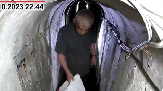 Footage, released by Israel, of Sinwar in one of the Hamas tunnels.