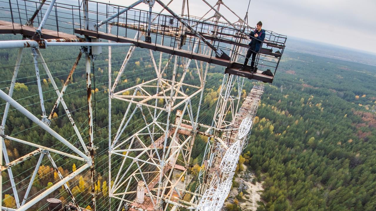 View from the top of abandoned Duga radar system in Chernobyl Exclusion Zone, Ukraine.