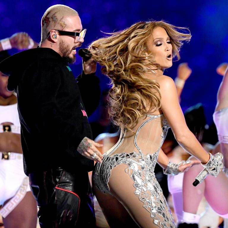 Balvin (L) and Jennifer Lopez perform onstage. Picture: Kevin Winter/Getty Images/AFP