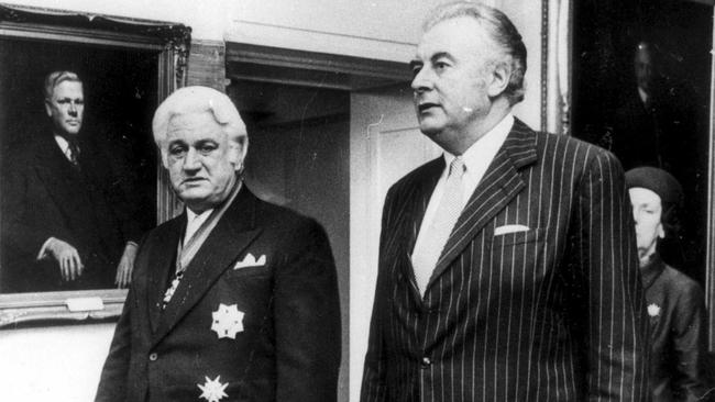 Then governor-general Sir John Kerr, left, with prime minister Gough Whitlam in 1974.