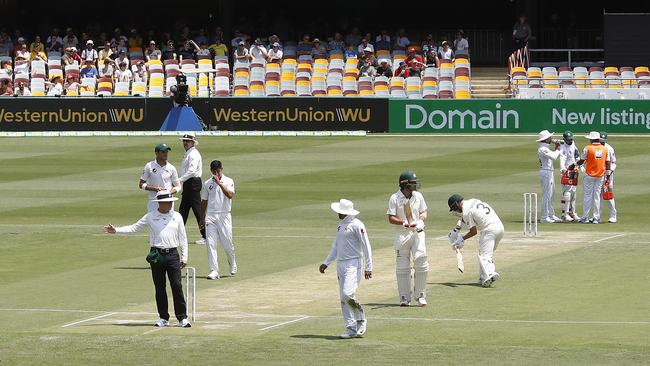 Umpire Richard Kettleborough signals a front foot no ball. Picture: Getty