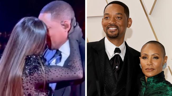 Will Smith appears to kiss star onstage