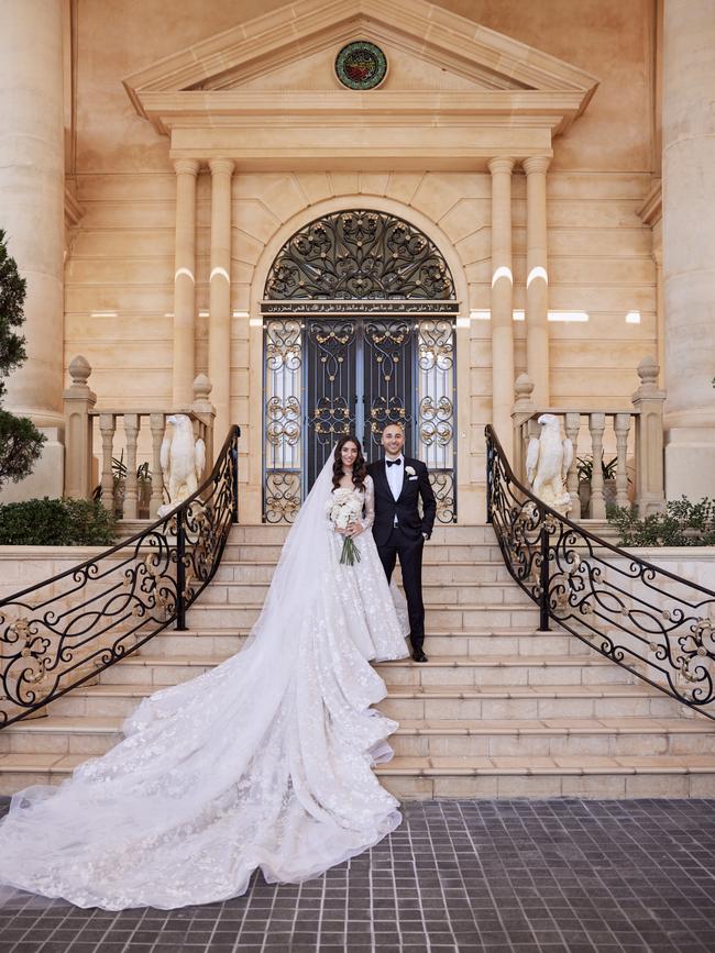 Aya’s spectacular gown featured a 4.5 metre train. Picture: Lost In Love Photography