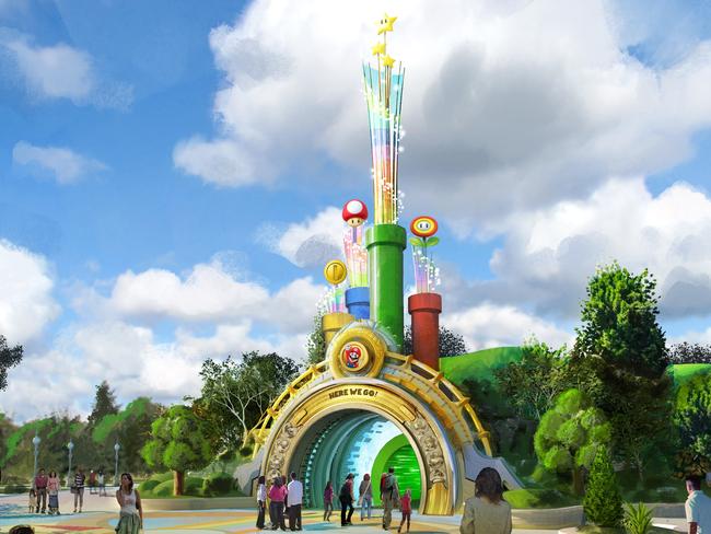 This portal will take you to Super Nintendo World, taking people to a world with the likes of Mario, Luigi, Princess Peach and Donkey Kong. Photo: Universal Epic Universe