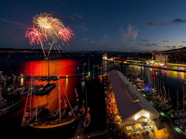 New Year's Eve fireworks over the Taste Festival on the Hobart waterfront. SUPPLIED FOR TASTE NYE SONG COMPETITION