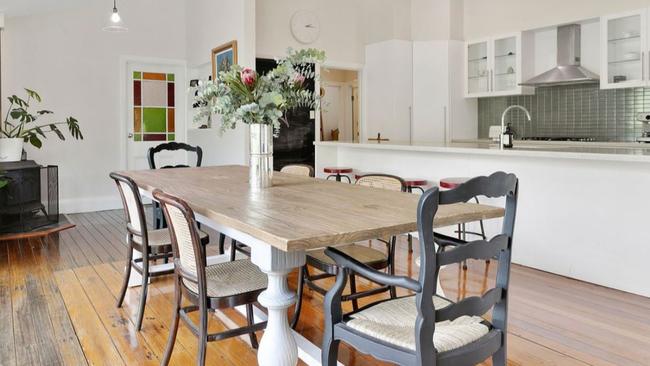 The home on Terania Creek Road has a stunning kitchen and dining area.