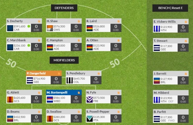 Al Paton's SuperCoach team 2017 Part 1