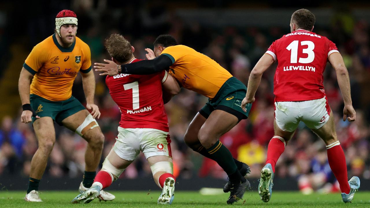 Samu Kerevi was banned for this tackle on Jac Morgan of Wales