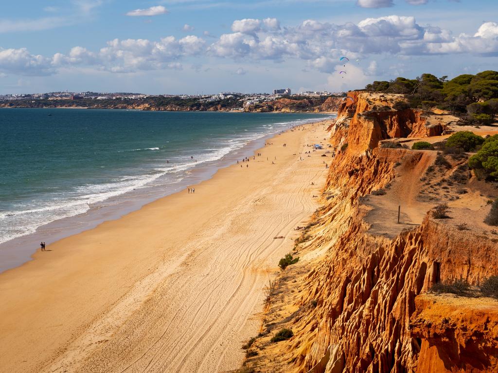 Praia da Falésia, Albufeira, Portugal took out the top spot. Beaches were ranked based on high volume of above-and-beyond reviews and opinions from the TripAdvisor community over the past year. Picture: Getty Images