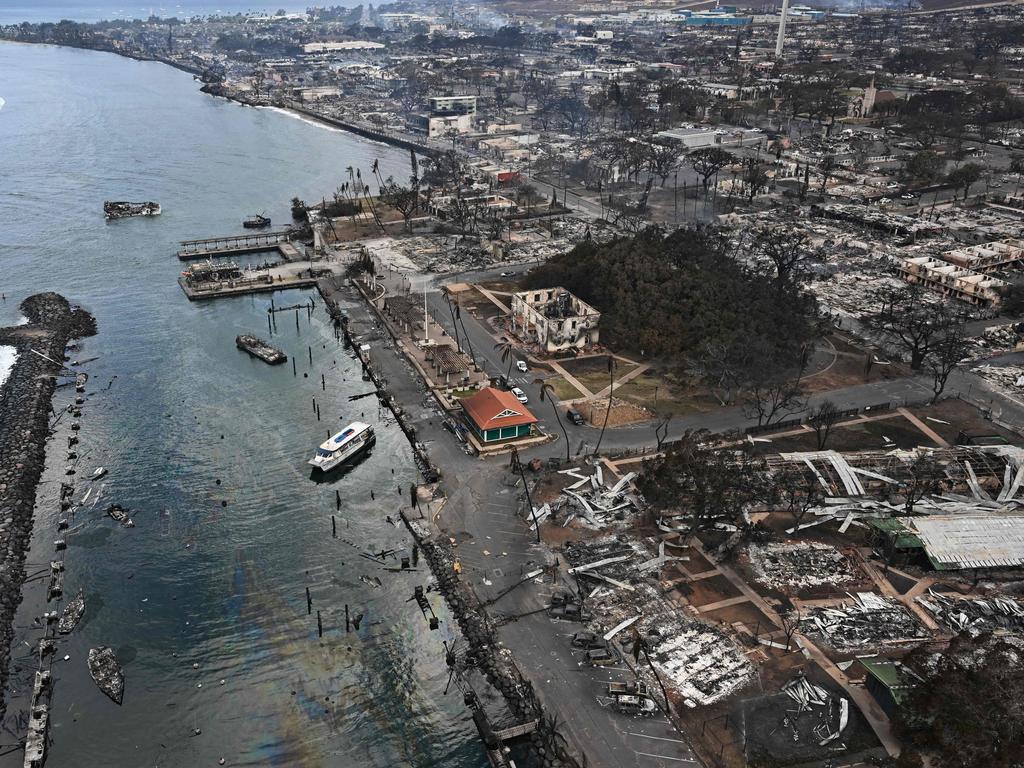 The aftermath of the bushfire that razed Lahaina in Hawaii. Picture: Patrick T. Fallon (AFP)