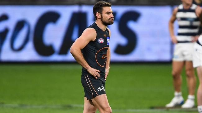 Stephen Coniglio after his side’s loss to Geelong (Photo by Daniel Carson/AFL Photos via Getty Images)