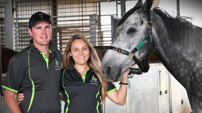 Sunshine Coast Husband and wife training duo Adam and Dallas Simpson. Picture: Patrick Woods.