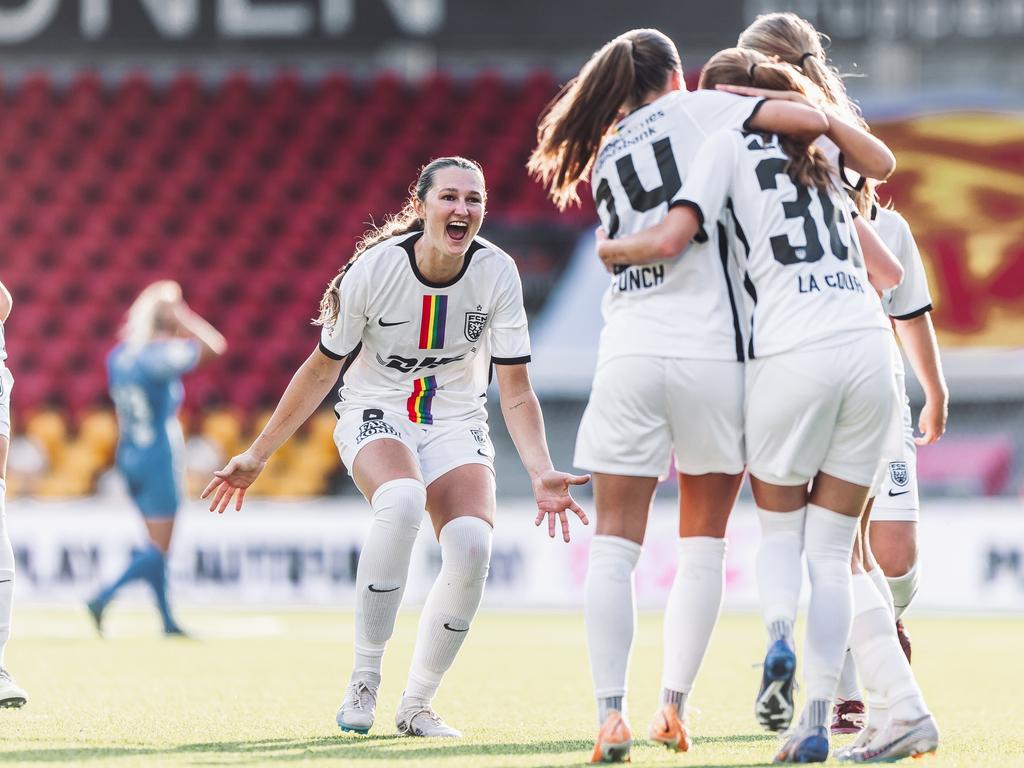 Winonah Heatley in action for FC Nordsjaelland in Denmark. She previously played for the Brisbane Roar and Melbourne City. Picture: Dejan Obretkovic