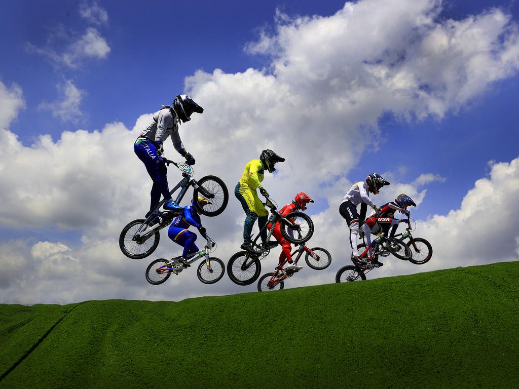 Australia’s Anthony Dean in action during BMX racing heats at Ariake Sports Park in Tokyo. Picture: Adam Head