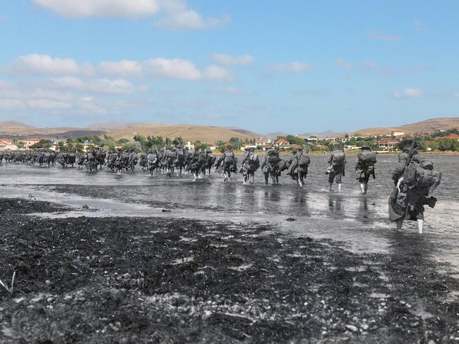 Anzacs on Lemnos — then and now. Picture: AW Savage/Cheryl Ward