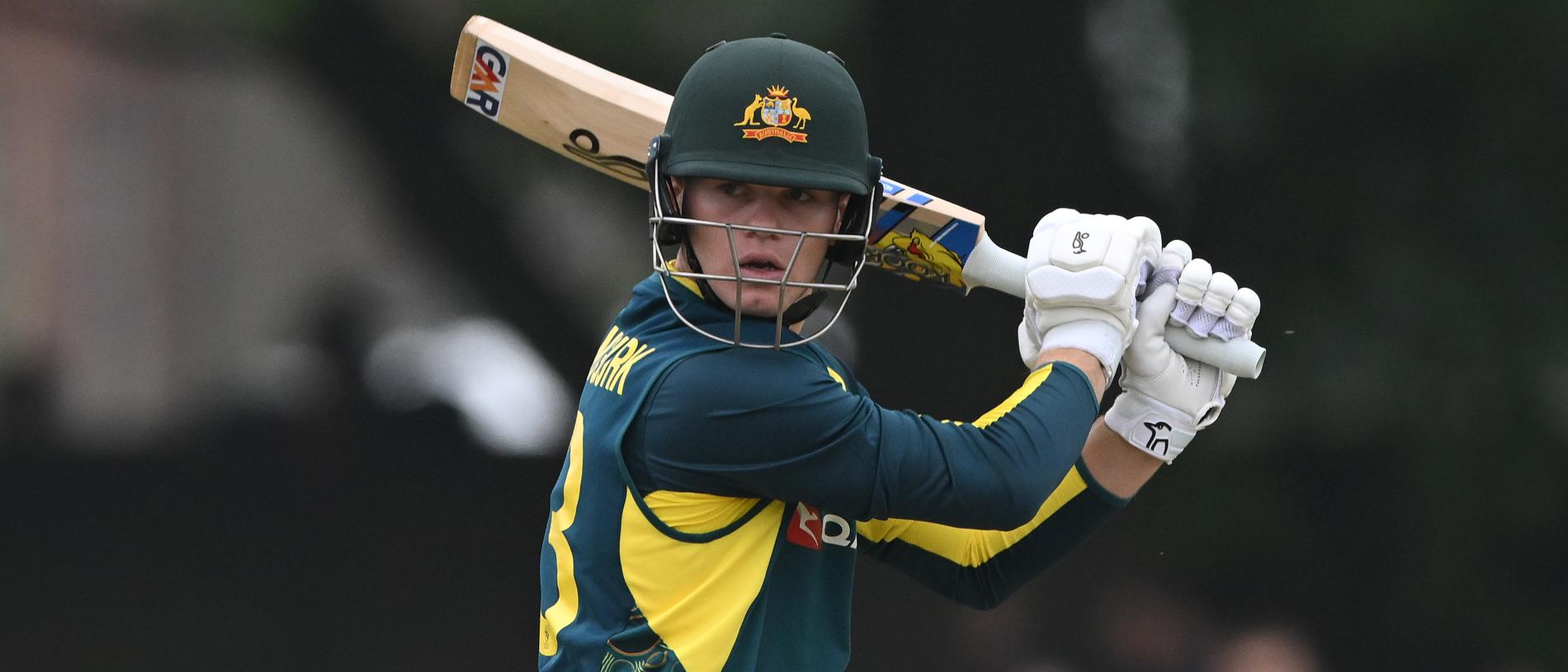 EDINBURGH, SCOTLAND - SEPTEMBER 07: Australia batsman Jake Fraser-McGurk hits out during the 3rd Men's T20 between Scotland and Australia at The Grange Club on September 07, 2024 in Edinburgh, Scotland. (Photo by Stu Forster/Getty Images)