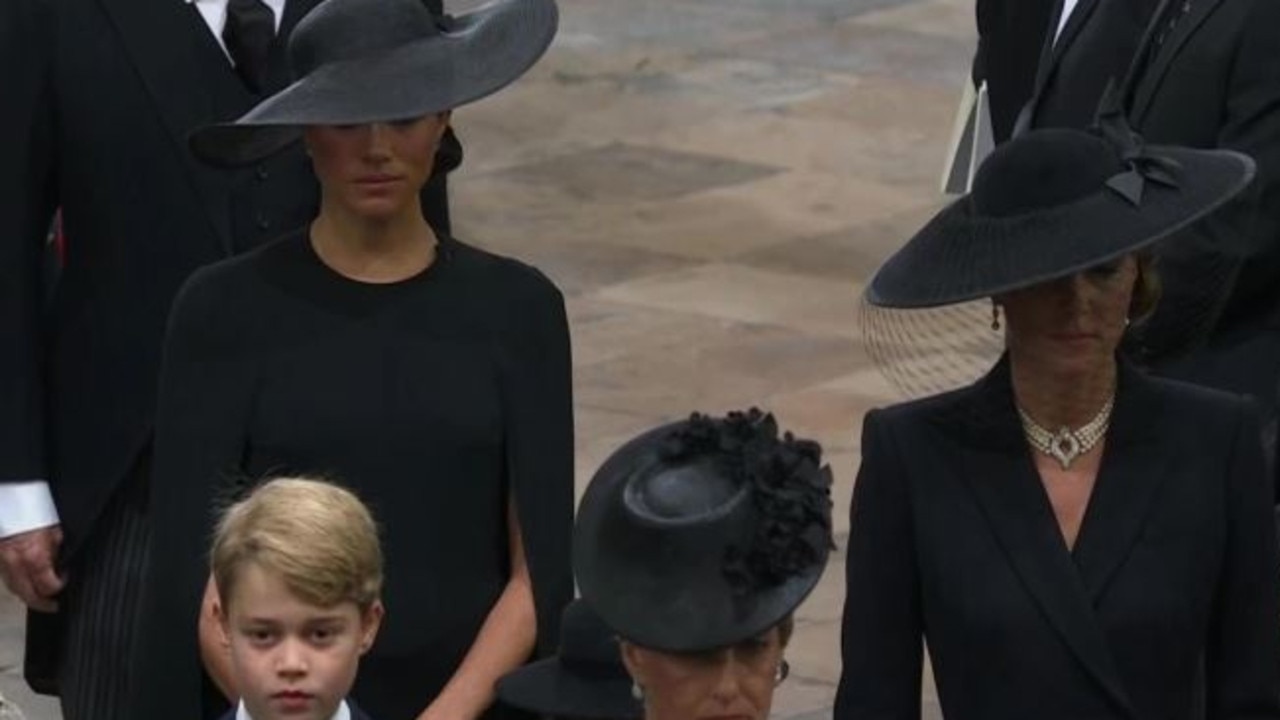 Meghan Markle and Kate Middleton, seen above at Queen Elizabeth’s funeral last year, have had “barely” any interactions for years. Picture from X.