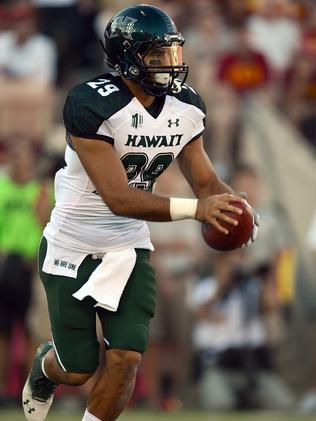 October 25, 2014 - Hawaii Rainbow Warriors wide receiver Scott Harding (29)  prior to during action between the Hawaii Rainbow Warriors and the Nevada  Wolf Pack on Hawaiian Airlines Field at Aloha