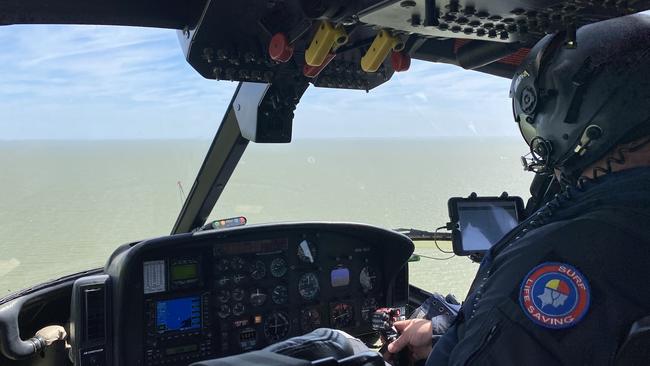 Surf life Saving SA do a search over the Milang area for a man who has gone missing off a Kayak on Friday. Picture: John Baker