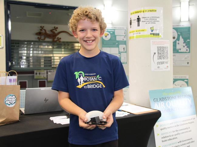 Jacob Van Itallie, 10, of Calliope was fascinated by a sensor that measures air quality every three seconds at Central Queensland University's second annual STEM Expo. Picture: Rodney Stevens