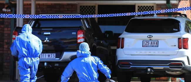 Queensland Police at the scene of Robert Lumsden’s alleged murder Picture: NCA NewsWire / Scott Powick