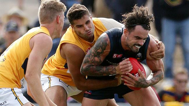 SANFL: South Adelaide v Eagles at Hickinbotham Oval, Noarlunga. Pictured South's Cameron De Visser. Picture: Dylan Coker