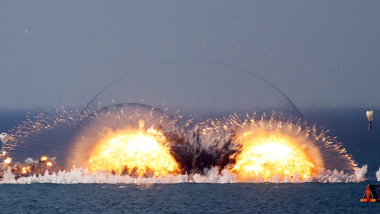 A thermobaric bomb explosion during the Caucasus 2016 strategic drills at Opuk range of Russia's Southern Military District. Picture: Sergei Savostyanov/TASS via Getty Images