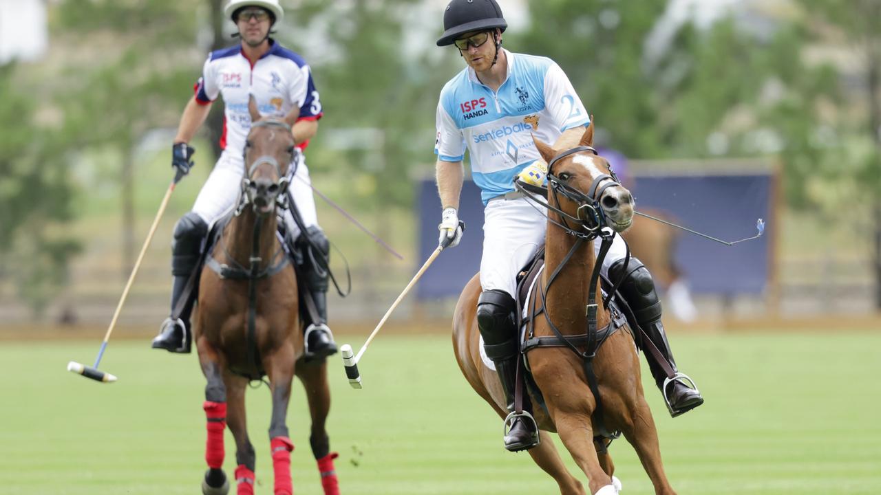 Gonzalo Pieres Jnr and Prince Harry, Duke of Sussex play polo during the Sentebale ISPS Handa Polo Cup 2022 in Aspen, Colorado. Picture: Chris Jackson/Getty Images for Sentebale