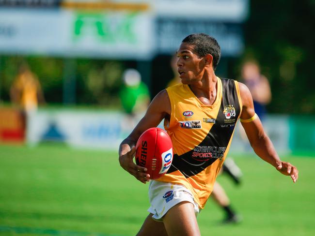 Tigers   as Liam Holt-Fitz Nightcliff V Wanderers at TIO Stadium. Picture GLENN CAMPBELL