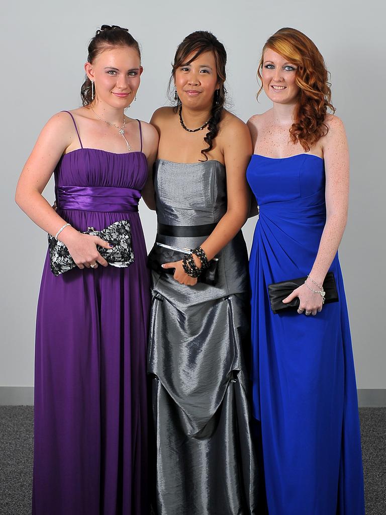 Belinda Schmidt, Steffany Dang and Jade Huby at the 2011 Casuarina Senior College formal at the Darwin Convention Centre. Picture: NT NEWS