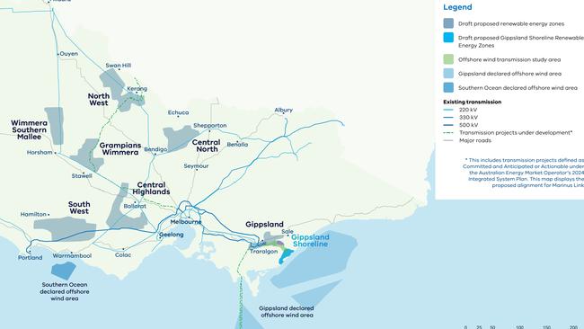 VicGrid's seven proposed renewable energy zones announced on Friday.