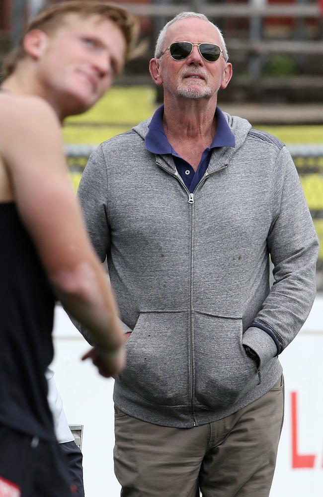 Robert Walls takes in Carlton training, somewhere he is a permanent fixture these days. Picture: Michael Klein