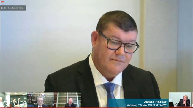 James Packer on his second day of testifying before the NSW Crown casino inquiry in October. Picture: Supplied.