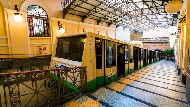 The Central Funicular waiting for passengers in Naples.