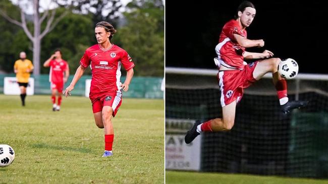 Nambour-Yandina Utd players Will Day and Bryn Grigg.