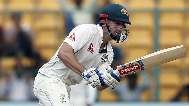 Australia's Shaun Marsh plays a shot during the his 66 against India.