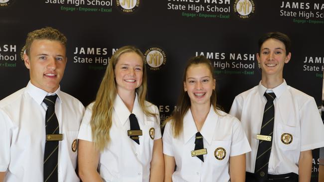 James Nash State High School Captains for 2020: (from Left) Joesph Greer, Dillyn Blackburn, Lillianne Chambers and Noah Strachan. Nash will get a $94,000 upgrade to its resource centre.