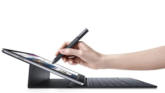 Many uses ... Samsung’s Windows 10-based Galaxy TabPro S hybrid computer will come with a keyboard as standard, but accessories include a stylus and multi-port connection hub.