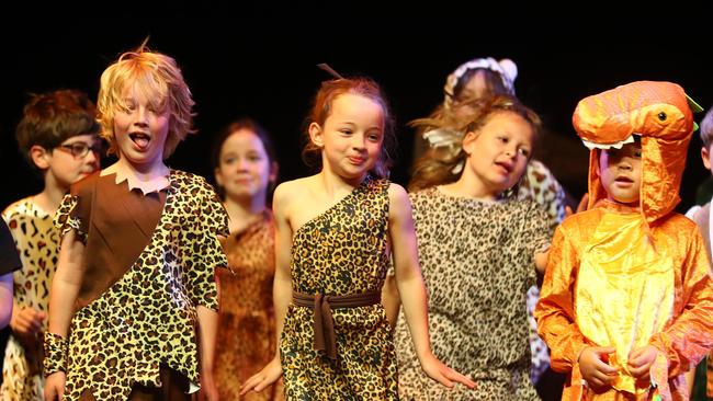 Anglesea Primary School students performing at the Geelong Schools Music and Movement Festival. Picture: Alison Wynd