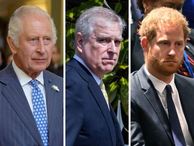 The King is facing a $70 million nightmare involving his brother Prince Andrew and son Prince Harry.