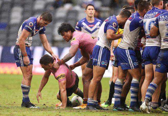 Nathan Cleary down with concussion (Photo by Mark Kolbe/Getty Images)