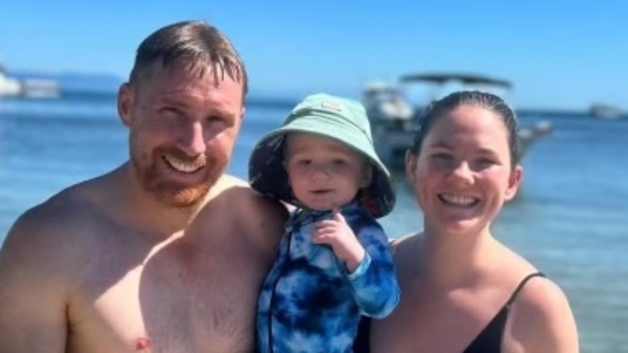 Aaron and Rachel Spletter with their little boy enjoying a day on the water. Henry Picture: Supplied.