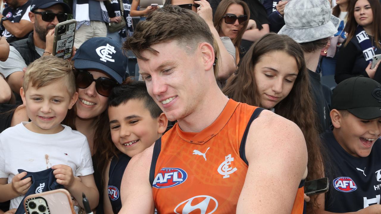 Carlton is expected to clear the air over Sam Walsh’s availability to play on Tuesday. Picture: David Crosling