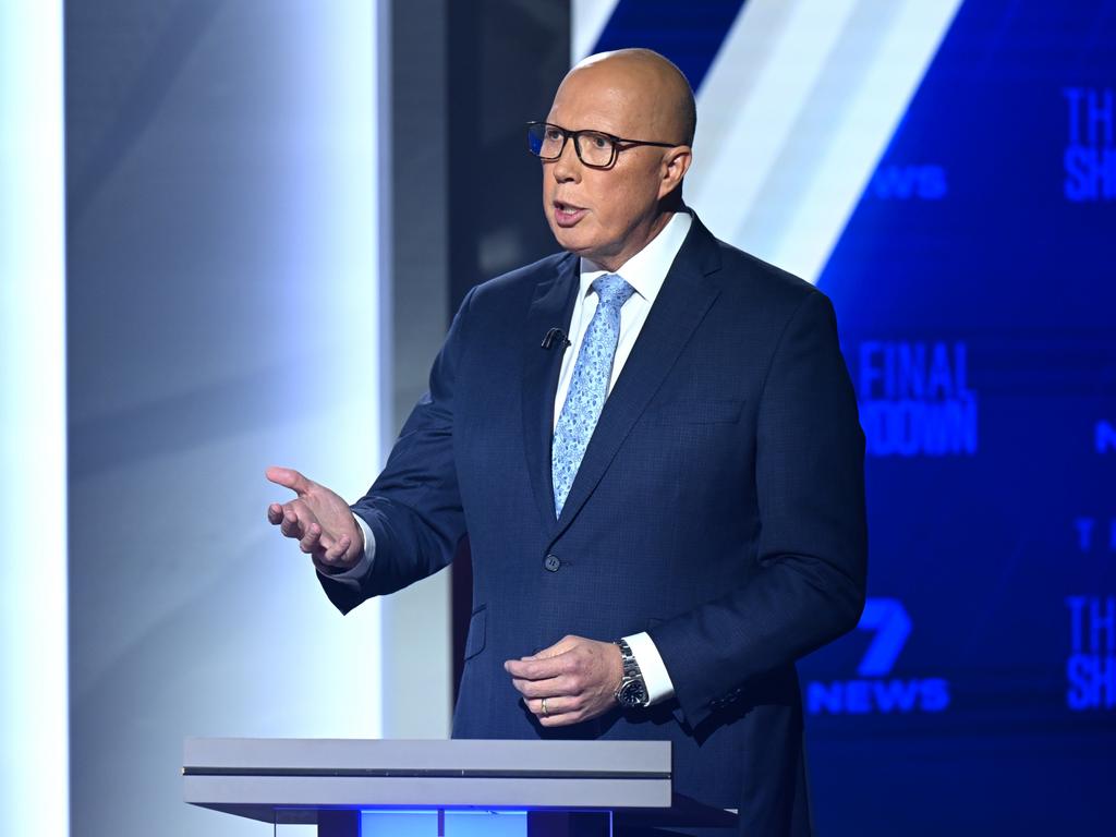 When a picture of billionaire Elon Musk was flashed on the screen, Mr Dutton said “I think evil genius”. Picture: Lukas Coch/POOL/ via NewsWire