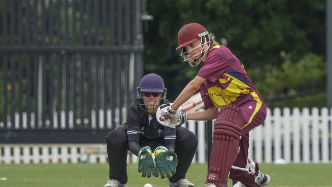 Dowling Shield cricket: Camberwell v Fitzroy Doncaster.Camberwell keeper James Jarrett and  Austin Fardell  batting for Fitzroy Doncaster. Picture: Valeriu Campan