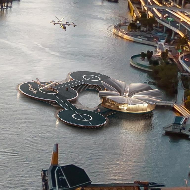 Skyportz’s concept for an overwater “Vertiport” in Brisbane. Picture Supplied