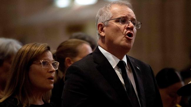 Jenny and Scott Morrison at St Andrew's Cathedral in Sydney.