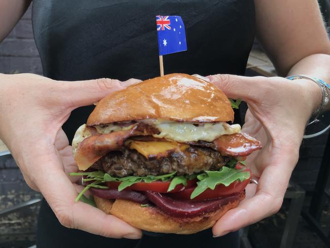 The Endeavour Tap Rooms is famous for its Aussie Burger. Picture: Jenifer Jagielski